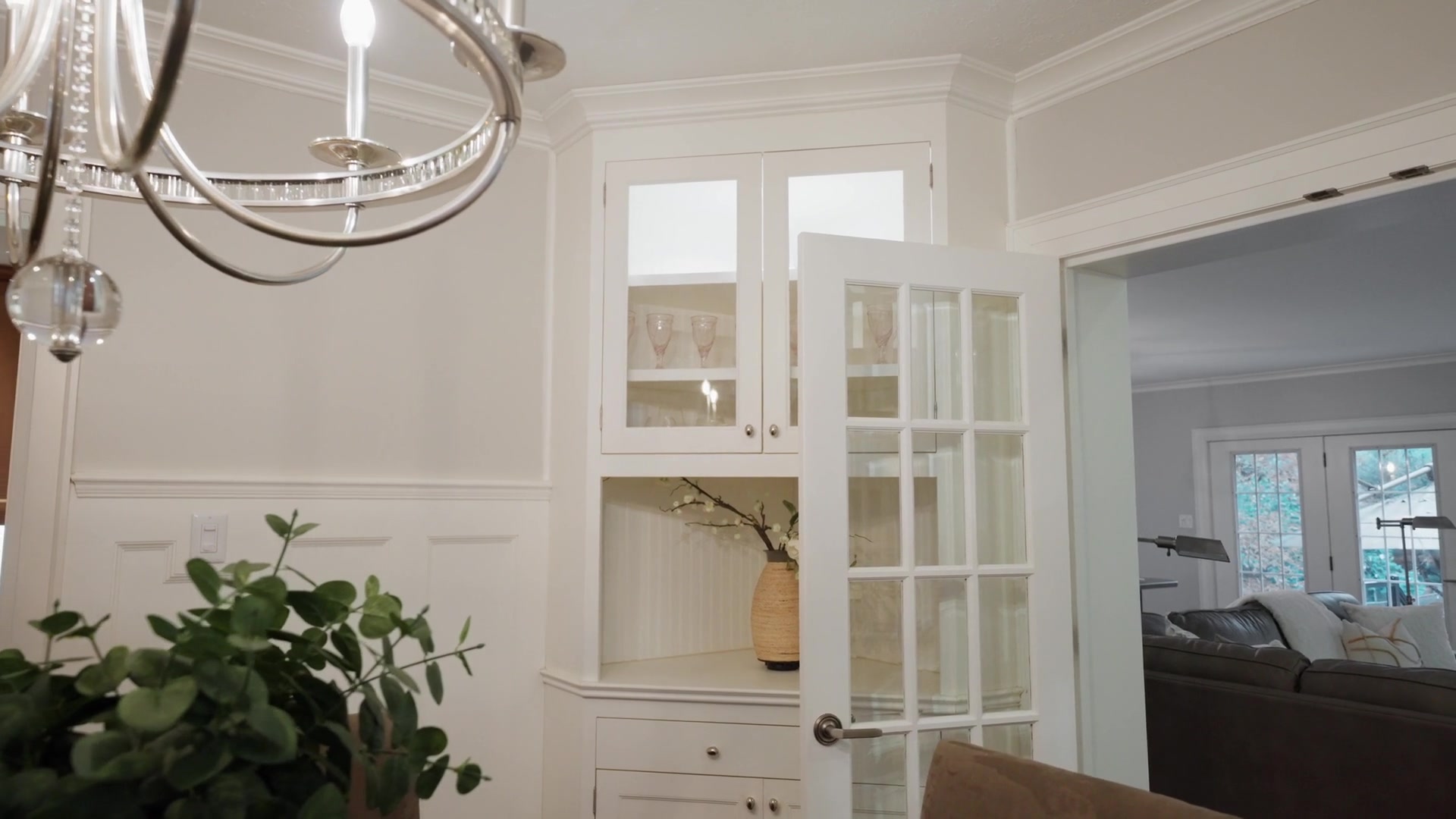 Dining room with built-in china cabinet