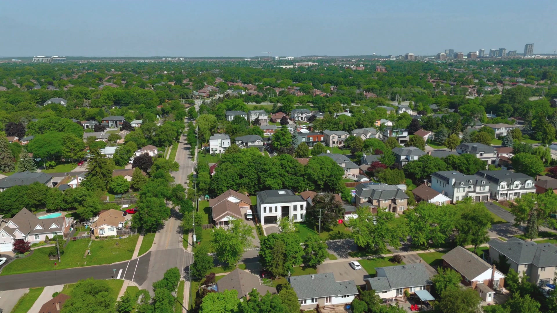 Aerial of the home and surrounding neighbourhood